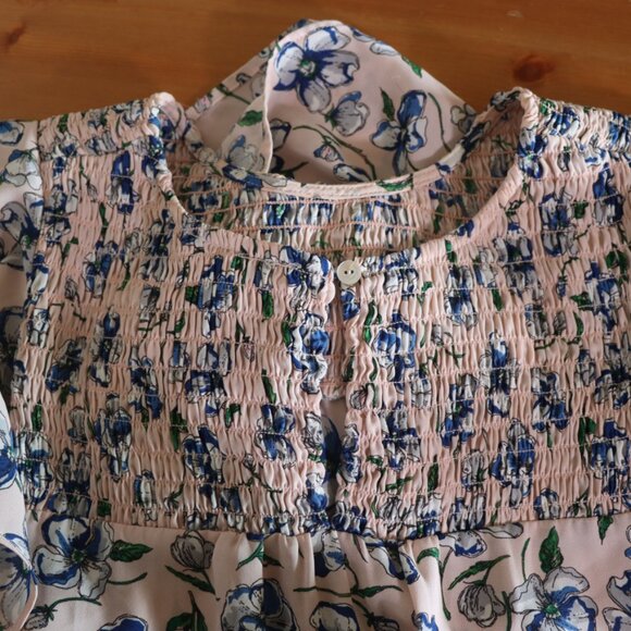 DR2 Pink and Blue Floral Ruched Stretchy Summer Top Size Large - Picture 5 of 11